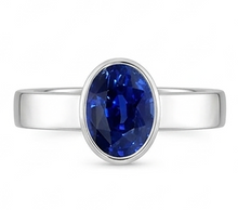 Afbeelding in Gallery-weergave laden, Solitaire Edelsteen Heren Ring Ceylon Saffier Bezel Set 2,50 Karaat