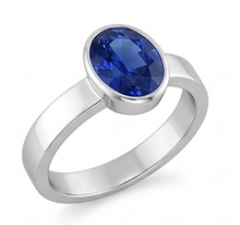 Afbeelding in Gallery-weergave laden, Solitaire Edelsteen Heren Ring Ceylon Saffier Bezel Set 2,50 Karaat