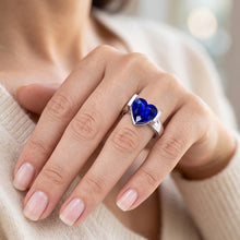 Afbeelding in Gallery-weergave laden, Solitaire Edelsteen Ring Bar Set Ceylon Sapphire 3 karaat dikke schacht