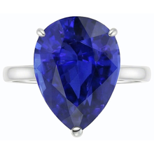 Afbeelding in Gallery-weergave laden, Solitaire Edelsteen Sieraden Ring Peer Sri Lankaanse Saffier 4 Karaat