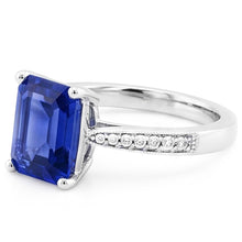 Afbeelding in Gallery-weergave laden, Solitaire Emerald Blue Sapphire Ring met Natuurlijke echte diamant ( niet in het laboratorium gekweekt )en accenten 2,50 karaat