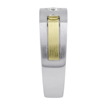 Afbeelding in Gallery-weergave laden, Solitaire Euro Shank Heren Ring Tweekleurige Ronde Echt Diamant
