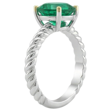 Afbeelding in Gallery-weergave laden, Smaragd Edelsteen Ring 3 karaat 14 Karaat Tweekleurig Goud – hoekaanzicht