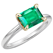 Afbeelding in Gallery-weergave laden, Fijne Smaragd Edelsteen Ring 2-karaat Tweekleurig 14K Goud – zijaanzicht