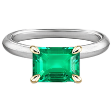 Afbeelding in Gallery-weergave laden, Edelsteen Ring Tweekleurig 14K Goud met Fijne Smaragd – vooraanzicht