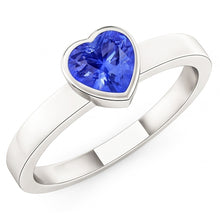 Afbeelding in Gallery-weergave laden, Solitaire Hart Lichtblauwe Saffier Ring Bezel Set 1 Karaat