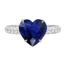 Afbeelding in Gallery-weergave laden, echte heart saffier 4.50karaat ring zijaanzicht