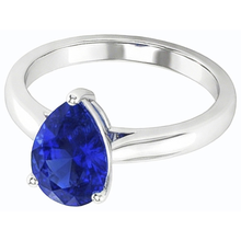 Afbeelding in Gallery-weergave laden, echte pear saffier 2karaat ring close-up detail