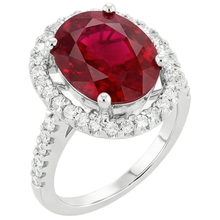 Afbeelding in Gallery-weergave laden, Solitaire Met Accent 7 Ct. Robijn En Diamanten Ring Wit Goud 14K