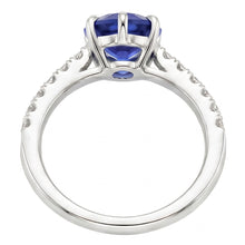 Afbeelding in Gallery-weergave laden, Solitaire Met Accenten Ring Blauwe Saffier & Pave Set Diamant 4 Karaat