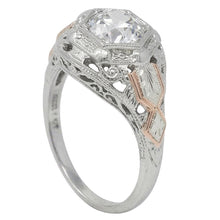 Afbeelding in Gallery-weergave laden, Solitaire Oud Geslepen Natuurlijke uit de aarde gewonnen Diamanten Fantasie Ring Lunette Antieke Stijl 2 Karaat