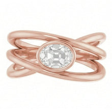 Afbeelding in Gallery-weergave laden, Solitaire Ovale Oude Mijn Natuurlijke uit de aarde gewonnen Diamanten Ring Lunette Gespleten Schacht 2.50 Karaat
