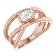 Afbeelding in Gallery-weergave laden, Solitaire Ovale Oude Mijn Natuurlijke uit de aarde gewonnen Diamanten Ring Lunette Gespleten Schacht 2.50 Karaat