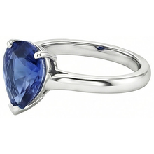 Afbeelding in Gallery-weergave laden, Solitaire Peer Blauwe Saffier Edelsteen Trouwring 2 Karaat
