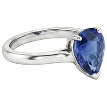 Afbeelding in Gallery-weergave laden, Solitaire Peer Blauwe Saffier Edelsteen Trouwring 2 Karaat