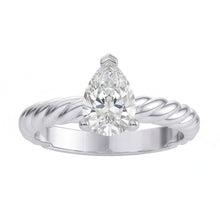 Afbeelding in Gallery-weergave laden, Solitaire Peer Echt Diamant 1,50 Karaat Trouwring Touw Stijl Shank