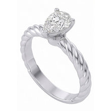 Afbeelding in Gallery-weergave laden, Solitaire Peer Echt Diamant 1,50 Karaat Trouwring Touw Stijl Shank