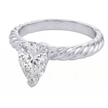 Afbeelding in Gallery-weergave laden, Solitaire Peer Echt Diamant 1,50 Karaat Trouwring Touw Stijl Shank