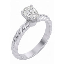 Afbeelding in Gallery-weergave laden, Solitaire Peer Echt Diamant 1,50 Karaat Trouwring Touw Stijl Shank