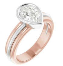 Afbeelding in Gallery-weergave laden, Solitaire Peer Oud Europees Geslepen Natuurlijke uit de aarde gewonnen Diamanten Ring Kastzetting 2.20 Karaat