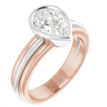 Afbeelding in Gallery-weergave laden, Solitaire Peer Oud Europees Geslepen Natuurlijke uit de aarde gewonnen Diamanten Ring Kastzetting 2.20 Karaat