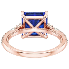 Afbeelding in Gallery-weergave laden, Solitaire Ring Accent Roségoud Blauwe Saffier en Natuurlijke uit de aarde gewonnen Diamant 5.5 Karaat