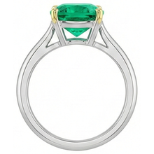 Afbeelding in Gallery-weergave laden, Fijne Smaragd Gekleurde Steen Ring 3,50 karaat Tweekleurig 14K Goud – achteraanzicht