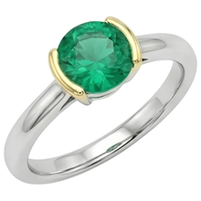 Afbeelding in Gallery-weergave laden, Gekleurde Steen Ring 14 Karaat Tweekleurig Goud met Smaragd – hoekaanzicht
