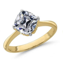 Afbeelding in Gallery-weergave laden, Solitaire Ring Kussen Oud Mijn Slijpsel Natuurlijk uit de aarde gewonnen Diamant 5 Karaat Tweekleurig Goud
