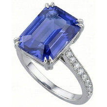 Afbeelding in Gallery-weergave laden, Solitaire Ring Met Accenten Ceylon Saffier & Diamanten 3 Karaat