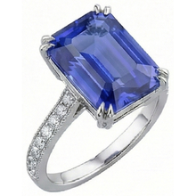 Afbeelding in Gallery-weergave laden, Solitaire Ring Met Accenten Ceylon Saffier & Diamanten 3 Karaat