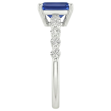 Afbeelding in Gallery-weergave laden, Solitaire Ring Met Zijstenen Blauwe Saffier & Diamant 4 Karaat