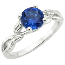 Afbeelding in Gallery-weergave laden, Solitaire Ring Natuurlijke Blauwe Saffier Gespleten Schacht Bladstijl 2 Karaat