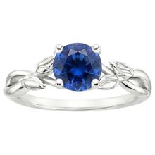 Afbeelding in Gallery-weergave laden, Solitaire Ring Natuurlijke Blauwe Saffier Gespleten Schacht Bladstijl 2 Karaat