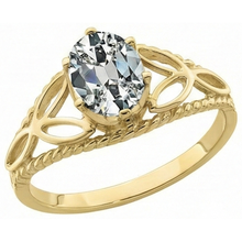 Afbeelding in Gallery-weergave laden, Solitaire Ring Ovaal Oud Geslepen Natuurlijke uit de aarde gewonnen Diamant Trinity Knoop Touw Stijl 3 Karaat