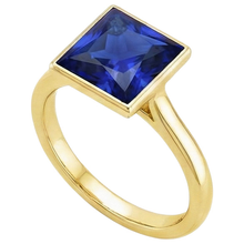 Afbeelding in Gallery-weergave laden, Natuurlijke (niet labgekweekte) Solitaire Ring Princess Kastzetting Blauwe Saffier 5 Karaat Geelgoud