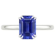 Afbeelding in Gallery-weergave laden, Solitaire Ring Smaragd Blauwe Saffier 3 Karaat Wit Goud 14K