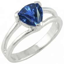 Afbeelding in Gallery-weergave laden, Solitaire Ring Split Shank Triljoen Sri Lankaanse saffier 1 karaat