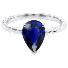 Afbeelding in Gallery-weergave laden, Solitaire Ring Touwstijl Peer Diepblauwe Saffier 2,50 Karaat
