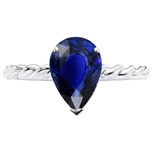 Afbeelding in Gallery-weergave laden, Solitaire Ring Touwstijl Peer Diepblauwe Saffier 2,50 Karaat