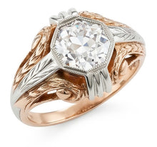 Afbeelding in Gallery-weergave laden, Solitaire Ring Vintage Kastzetting Rond Oud Geslepen Echte Natuurlijke uit de aarde gewonnen Diamant 2 Karaat
