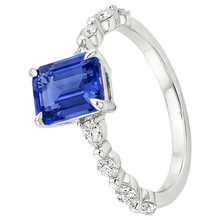 Afbeelding in Gallery-weergave laden, Solitaire Ring met Accenten Blauwe Saffier & Diamant 4 Karaat