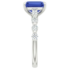 Afbeelding in Gallery-weergave laden, Solitaire Ring met Accenten Blauwe Saffier & Diamant 4 Karaat