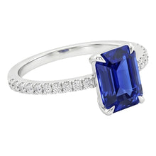 Afbeelding in Gallery-weergave laden, Solitaire Ring met Accenten Stralende Ceylon Saffier & Diamant 4 Karaat