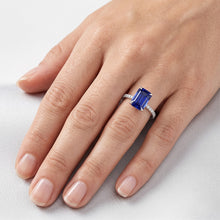 Afbeelding in Gallery-weergave laden, Solitaire Ring met Accenten Stralende Ceylon Saffier & Diamant 4 Karaat