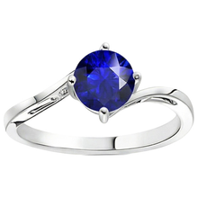 Afbeelding in Gallery-weergave laden, Solitaire Ronde Blauwe Saffier Ring 2,50 Karaat Spanning Stijl Shank