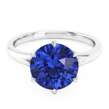 Afbeelding in Gallery-weergave laden, Solitaire Ronde Blauwe Saffier Ring Tand Set