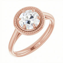 Afbeelding in Gallery-weergave laden, Solitaire Ronde Old Mine Cut Natuurlijke uit de aarde gewonnen Diamanten Ring 2.50 Karaat Milgrain Band