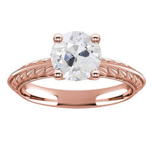 Afbeelding in Gallery-weergave laden, Solitaire Ronde Oude Mijn Geslepen Echt Diamanten ring 3 Karaat Rosé Goud 14K