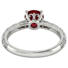 Afbeelding in Gallery-weergave laden, echte round robijn 1.50karaat ring met diamantaccenten